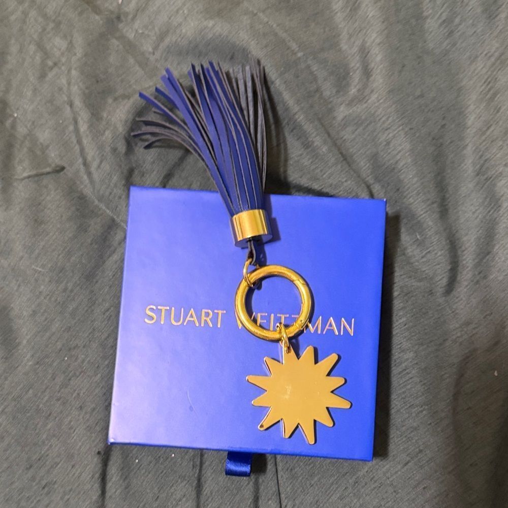 Stuart Weitzman Cobalt Blue Leather Tassel Key & Star Charm